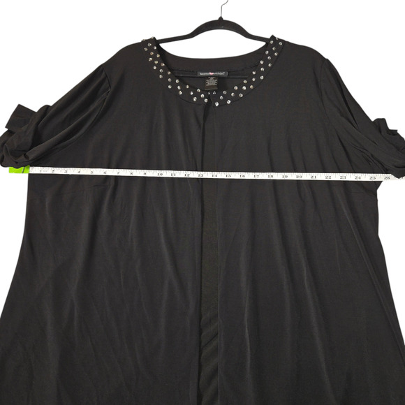 Woman Within 24W 3X Cardigan Top Black Sequins Stretch Open Front Date Night - Picture 7 of 9